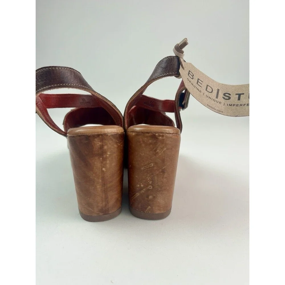 Bed Stu Jetsetter Wooden Clog Sandals 9 Cold Brew Rustic Leather Boho Festival